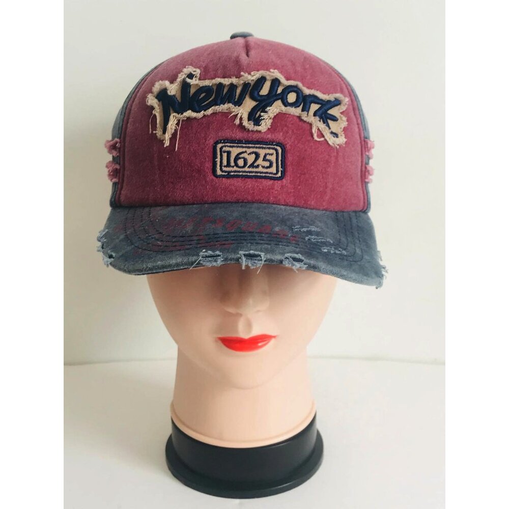 New York Retro Vintage Distressed Hat Denim Adjustable Baseball…